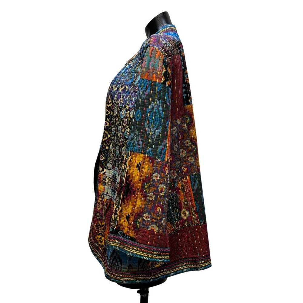 John Mark Patchwork Quilted Jacket Multi-Color Op… - image 4